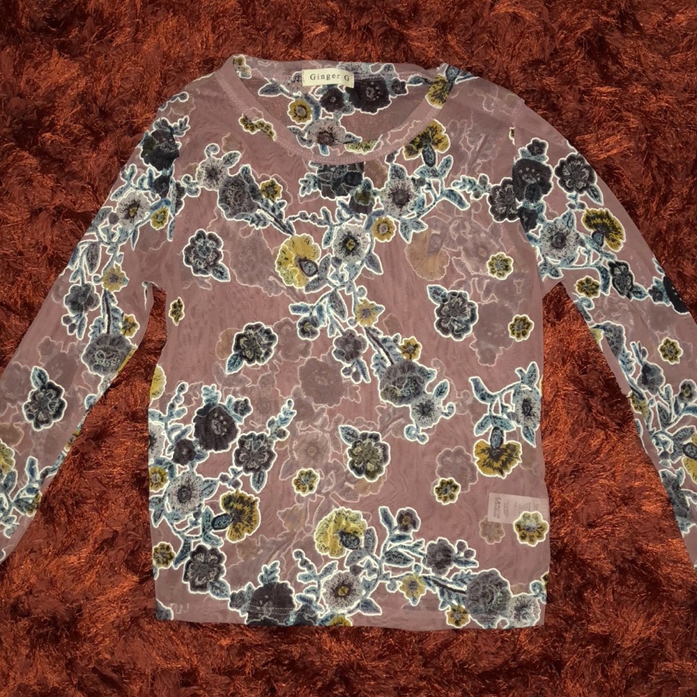 Mesh Floral Long Sleeve